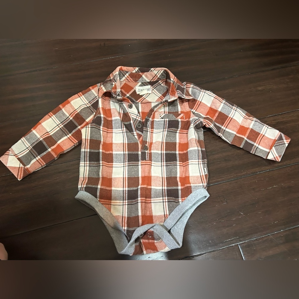 Me & Henry Jasper Plaid Woven Onesie 12/18 Months